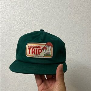 Have a Nice Trip Green Men's Cap with Mushroom Design